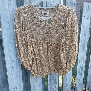 Universal Thread Yellow Floral Smocked Blouse